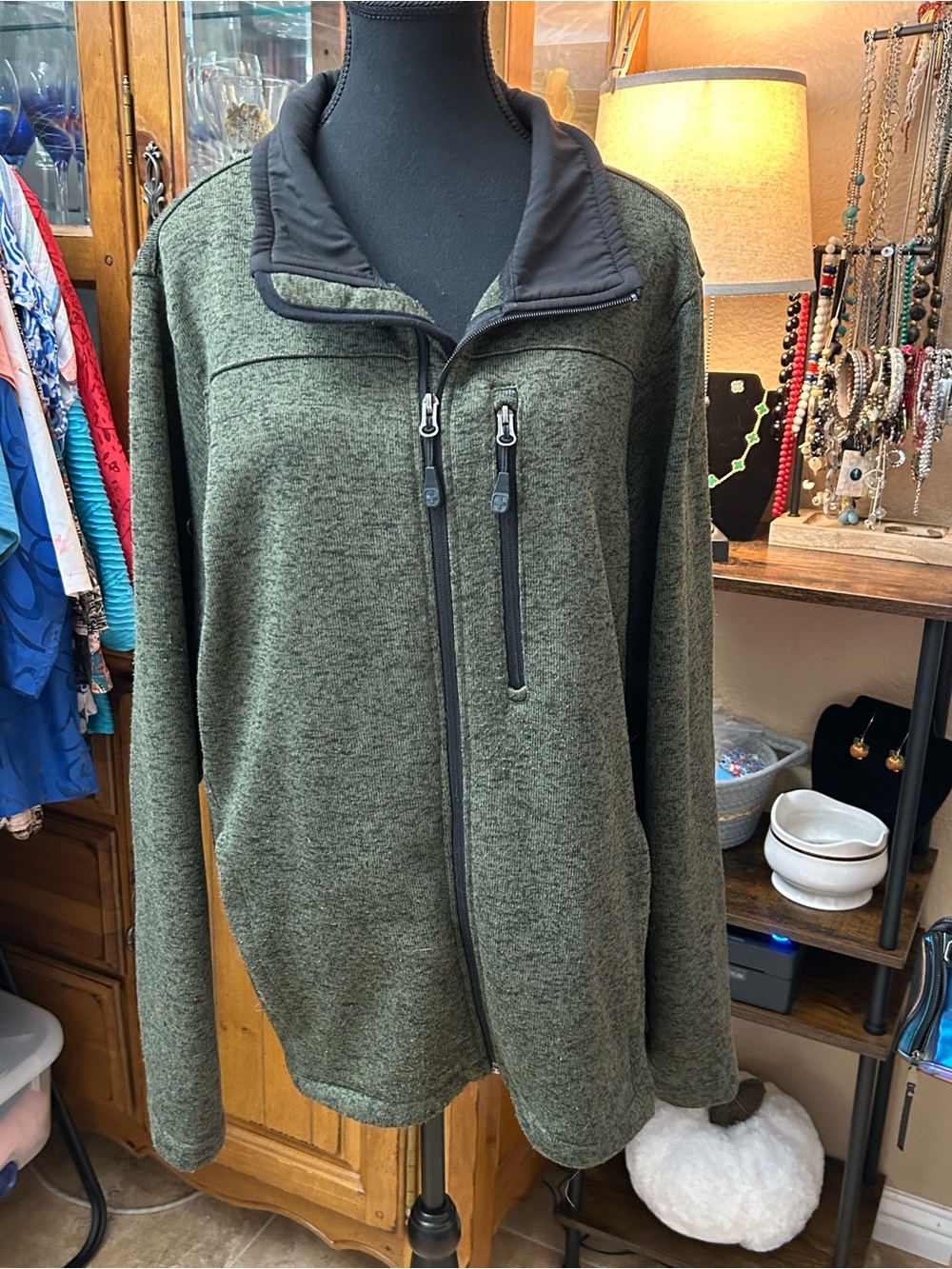 Swiss Tech Olive Green Full-Zip Performance Jacket